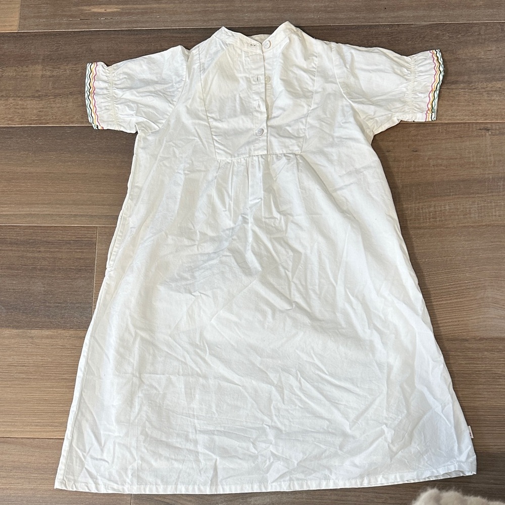 White Kids dress with Embroidered Sleeves